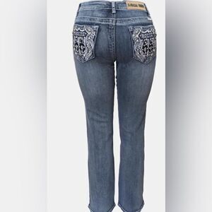 NEW Platinum Plush Route 66 Biker Rhinestone Jeans
